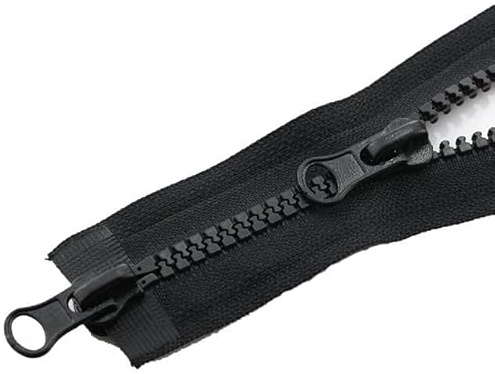 CasCab 2-teilig #5 110cm Zwei-Wege-Trennreißverschlüsse (offener Reißverschluss) für das Nähen von Mänteln Jacke Reißverschluss, Schwarz geformte Harz-Reißverschlüsse Bulk