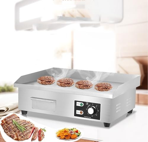 McbeAn Fry Top Elettrico Professionale, Piastra Flat Top da Banco 3000 W, Temperatura Regolabile 50°-300°C, Riscaldamento Uniforme, per Preparare Pancake, Piatti Fritti, Frittate, Pizza, Bistecche