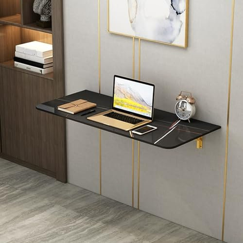 No-Punch-Wandklapptisch, No-Punch-Wandklapp-Esstisch, Schiefer-Wandklapptisch, langer und schmaler Tisch, geeignet für Milchteeladen-Stehtisch, Küchentisch ( Color : Black , Size : 70*40cm/27.5*15.7in
