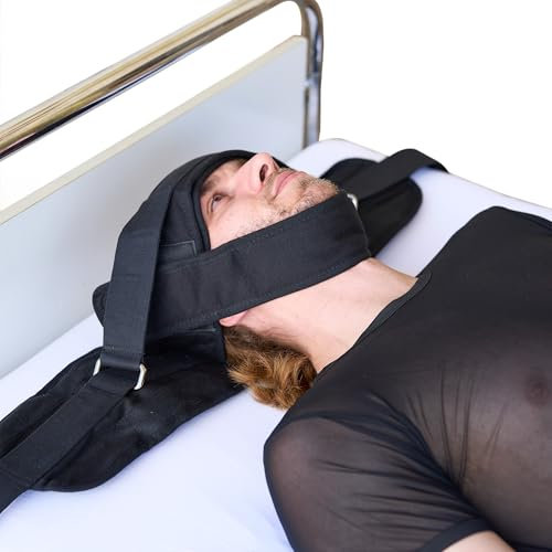 KlinikBondage Kopffessel Bondage Set BDSM I Bett Fixierungen sehr stabil - Premium Sexspielzeug I schwarz I handgefertigt aus Baumwolle I für alle Bett-Typen