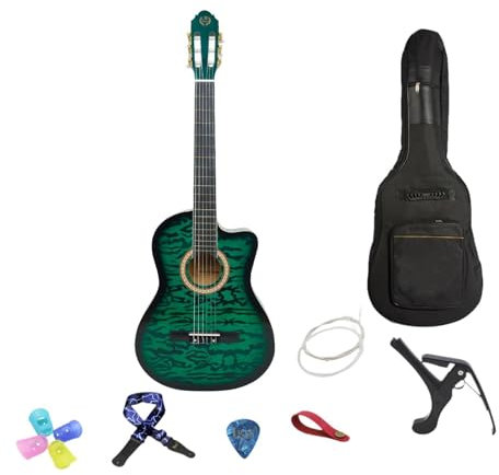 Hochwertige Akustikgitarre mit Nylonsaiten für Anfänger und Fortgeschrittene, GrÜn