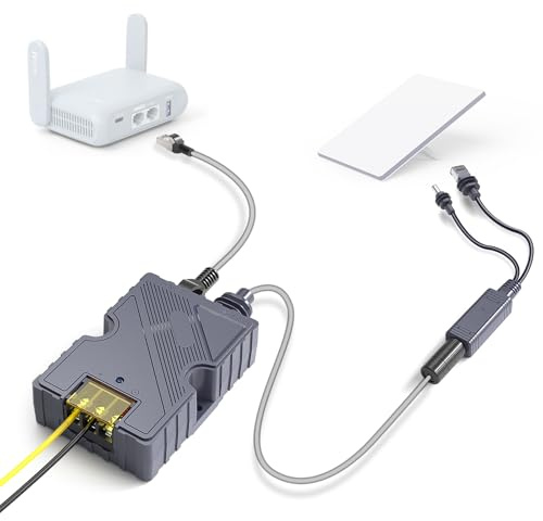 XLTTYWL® 150W Gigabit PoE Splitter y Adaptador para Starlink Mini/Mini X | Para Starlink Mini/Mini X, Splitter PoE GigE 150W, Adaptador DC y RJ45, Protección ESD, Ideal para Autocaravana, Barco y SUV