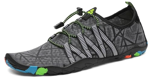 SAGUARO Klippskor för Män Kvinnor Snabbtorkande Strandskor Surfing Halkfria Dykskor, GR.35-48, Grå, 39 EU