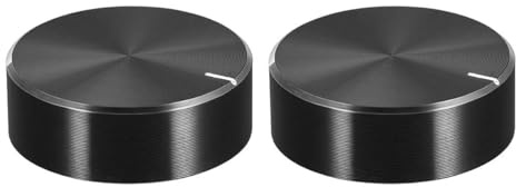 Sarini 2 stücke Potentiometer Knopf Rändelwelle Schwarz Aluminium Glatte Drehknopf Lautstärkeregler
