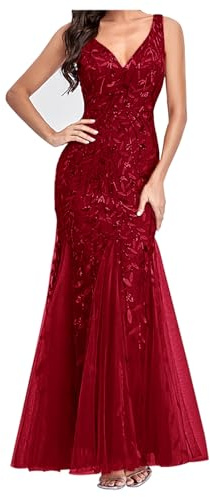 Long Dresses for Women UK Party Evening Elegant Bridesmaid Dress Sparkle Sequin Dresses Sleeveless Cami V Neckline Shiny Bodycon Fashtail Prom Ball Gown Cocktail Chiffon Wedding Guest Tulle Dress