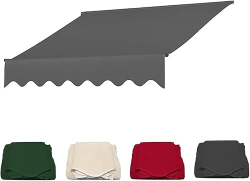 Canopy Awnings Fabric Replacement, Manual Retractable Patio Awning Fabric Replacement Window Awning Cover Waterproof Shade Sunshade Shelter Canopy Sun Shade Canvas For Yard Deck,without Frame(Grey,3x1