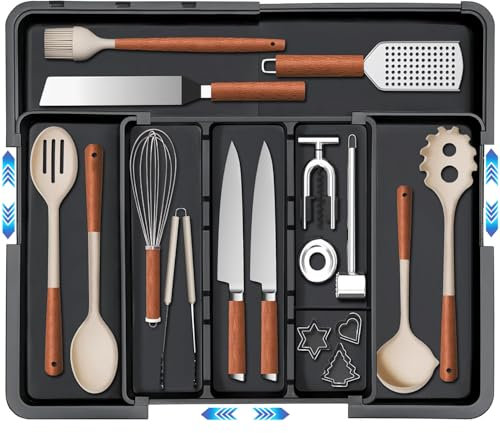 JLLYGOUS Besteckkasten für Schubladen, Besteckeinsatz für Schubladen Erweiterbar, Besteck Organizer Schublade, Cutlery Organizer Cutlery Tray 2025