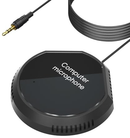 SEAFRONT Microphone de Conférence Omnidirectionnel à 360 °, Micro PC avec Haut-Parleur BT Boutons de Capteur Tactile pour Ordinateur Portable USB Plug Play, (Prise 3, 5 mm)