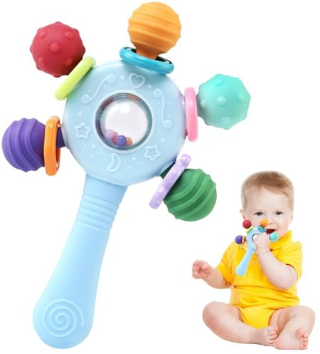 LinStyle Baby Rassel 0-6 Monate,Sensorik Rassel Greifball Babyspielzeug,Montessori Motorikspielzeug Baby Geschenk ab 0 6 9 Monate, Babygeschenke zur Geburt für Mädchen/Jungen