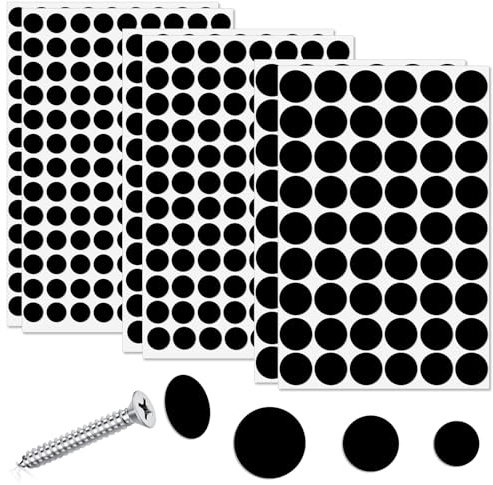 580 Stück Schraubenabdeckung 12mm/15mm/21mm Selbstklebend PVC Abdeckkappen Rund Schwarz wasserdichte Schraubenloch Aufkleber für Schreibtische, Wandschränke, Möbel