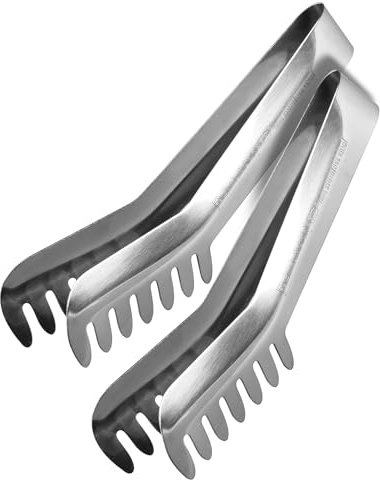 Fackelmann Set da 2 Pinze da cucina, per spaghetti, insalata, cubetti di ghiaccio, materiale in acciaio inossidabile, lavabile in lavastoviglie, dimensioni 19 cm