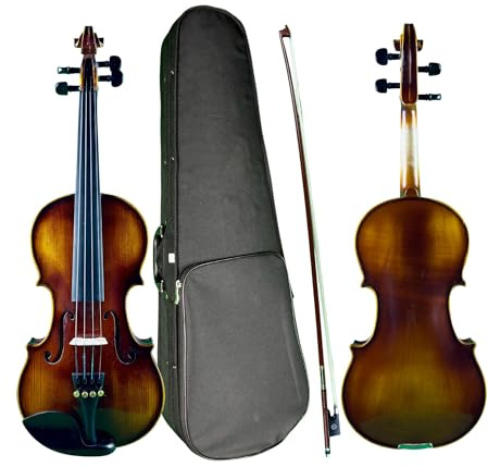 Fowler Instruments Viola 14 Elizabeth Thyme Advance – Viola artesanal para estudiantes, abeto y arce, sonido cálido y profesional – Cuerdas Alphayue, clavijas automáticas, funda y arco incluidos