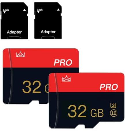 Carte Mémoire 32GB, Class 10 Micro Memory Carte avec Adaptateur SD, Haute Vitesse pour Smartphone, Drone, Tablette, Nintendo Switch, Appareil Photo (32 Go)
