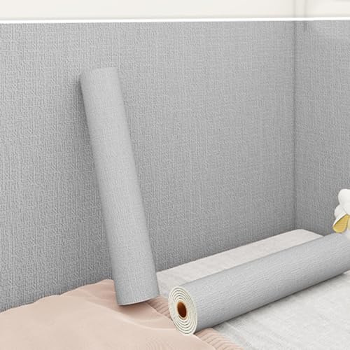 Aeovot Rouleau Isolant Thermique Autocollant - 5mm Papier Peint Adhesif Mural Anti-Humidité/Imperméable/Masquer les Imperfections, Coussin Revetement Mural Adhesif pour Salon Chambre(Gris,50cmx15m)