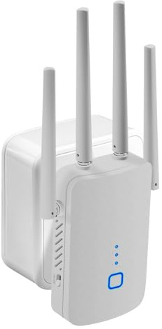 Repetidor WiFi con Conexión LAN, 1200M Amplificador Señal WiFi con 4 Antenas, WPS, 5G y 2.4G Repetidor WiFi Largo Alcance, Compatible con 99% de los Routers Estándar, Cubre hasta 35 Dispositivos