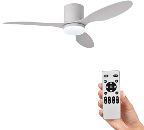 Ventilador de Techo con Luz y Mando a Distancia 106cm (42), Motor DC Silencioso, 3 Aspas de Plástico Efecto Blanco Luz LED Regulable, Bajo Consumo para Dormitorio y Salón(Blanco)