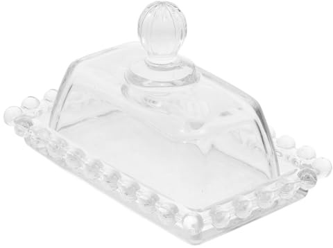 Milisten Beurrier en Verre Transparent avec Couvercle, Plateau à Beurre Mini 1 Pièce, Porte-beurre Cuisine et Service, Plat à Gâteau et Fromage, Accessoire de Table Pratique et Élégant
