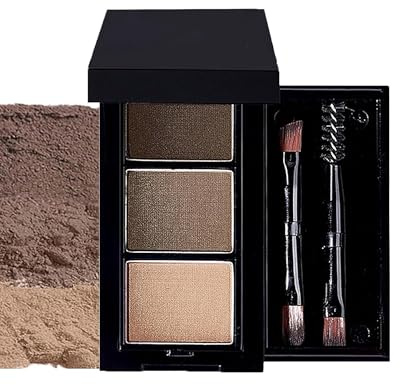IPNSDON Palette de Poudre à Sourcils 3 Couleurs Waterproof Tenue Longue - Fard à Sourcils Mat Résistant avec Pinceau Double et Miroir, Kit Maquillage Sourcils Naturel pour Débutants