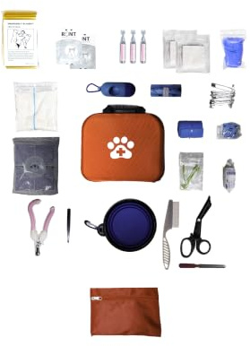 Trousse de secours pour animaux Rouge – Kit de premiers secours complet pour chiens et chats – Assemblée en France – Compacte, résistante et prête à l'emploi