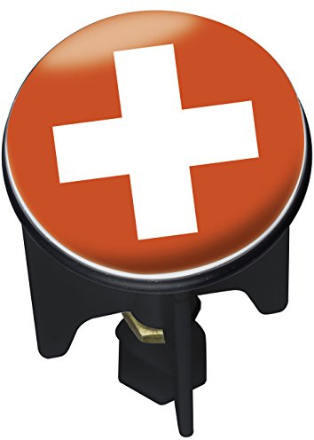Wenko 21511100 Waschbeckenstöpsel Pluggy SWISS Schweiz Fußball WM Abfluss-Stopfen, Messing, Kunststoff, Durchmesser 3.9 x 6.5 - 9.5 cm