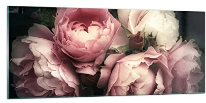 Panorama Bilder auf Glas 100x40cm Glasbild Pfingstrose Blume Groß Wanddeko Bild im Glas Schlafzimmer Küche Wandbilder Dekoration Wohnzimmer Modern Wall Decor Wand Kunstdruck Art GAB100x40-3930