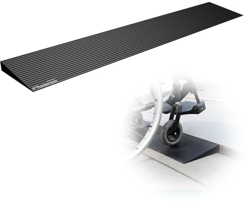 Ruedamann 1 Rise Threshold Ramp for Doorways, Sturdy Rubber Threshold Ramp, Non-Slip Power Door Ramps for Wheelchairs is Adjustable and Cuttable for Doorways,Curb, Scooters, Driveways