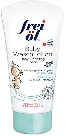 frei öl® Baby WaschLotion, essbar und babysicher, hautberuhigende Reinigung, ohne-Tränen Formel, tensidfrei, begleitend bei Neurodermitis (150 ml)