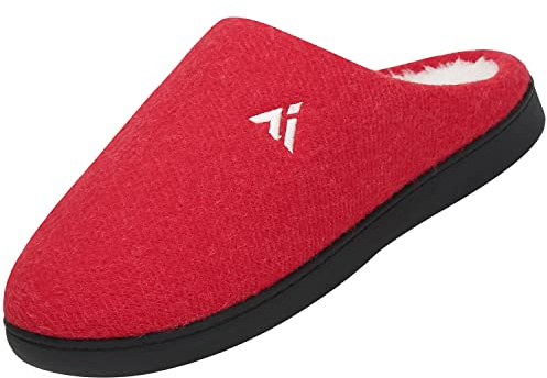 Mshansha Mujer Zapatillas de Fieltro Zapatillas de Casa Comodos Pantuflas para Hombre Invierno Espuma de Memoria Invierno Pantufla, Rojo Brillante 38