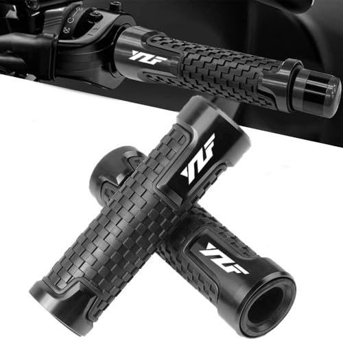 Universella Yamaha styrehandtag 22 mm 7/8 tum – 2 st motorcykelhandtag i gummi för YZF-R6 YZF-R125 YZF-R3 YZF-R6 YZFR-7 2000–2022 (svart)