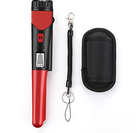 Pinpointer - Rilevatore di metallo, portatile, impermeabile, con scansione a 360°, con luce LED, allarme sonoro e vibrazione, per monete d'oro, cani, religiose, gioielli (rosso)