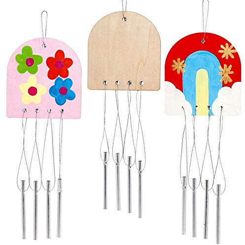 Baker Ross Campanas de Viento de Madera - Paquete de 4, kits de carillón musical para proyectos de manualidades y artesanía para niños