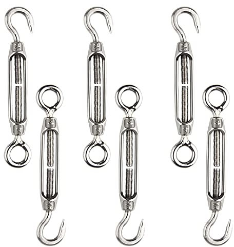 M4 Edelstahl Spannschraube,6 Stück Spannschloss Seilspanner Drahtspanner Spannschraube Edelstahl Hakenaugen Spannschloss Spannschraube