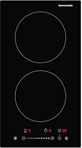 Thermomate Plaque à Induction Encastrable 2 Foyers, 3500W, Table de Cuisson à Induction 9 Niveaux, Boost Fonction(30cm),Noir Vitrocéramique