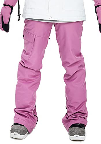 Caige Skihose für Damen wasserdicht und Winddicht Winter warme Schneehosen,Rosa,XL