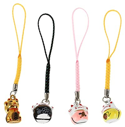 TOYANDONA 4 Stücke Glückskatze Schlüsselanhänger Japanischer Stil Maneki Neko Winkekatze Schlüsselbund Schlüsselring Anhänger Geldbörse Handtaschen Rucksack Dekoration Glücksbringer Geschenke