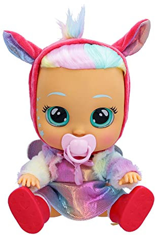 CRY BABIES Dressy Fantasy Hannah, Interaktive Puppe, die echte Kullertränen weint. Mit Haaren zum Stylen, wechselbarer Kleidung und Accessoires – Spielzeug und Geschenk für Kinder