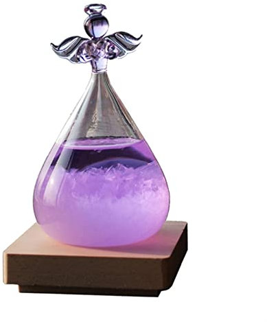 TYUTYU Kristall Angel Sturm Glas Wettervorhersage Holz Basisflasche Wetter Barometer Wohnkultur Ornament (Color : Purple)
