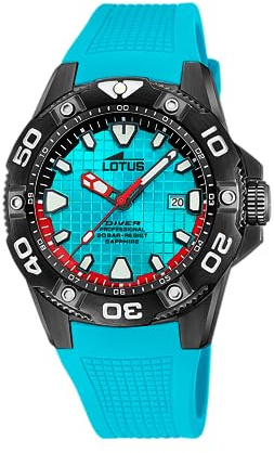 LOTUS Reloj Hombre Analógico de Caucho Azul | Movimiento de Cuarzo, Calendario, Cristal Zafiro de Alta Resistencia, Resistente al Agua 20 ATM 18928/1 Special Prices
