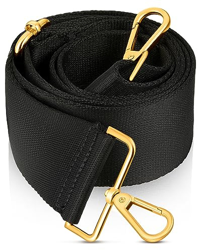 Weewooday Correa de Hombro Ajustable Correa para Bolso Bandolera de Color Sólido Correa Ancha de Cuerpo Cruzado de Repuesto con Hardware Dorado para Cartera Equipaje Mujer Hombre (Negro, 5 cm)