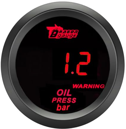 ETOPARS Universelle Auto Öldruckanzeige 2Zoll 52mm Auto Öldruckmesser Messgerät Digitales Bar Öldrucktester Anzeige Öldruck Rot Lichtanzeige Instrument Rauchtönung Len
