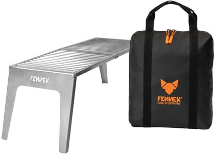 FENNEK Klapprost XL mit Tasche | Mobiler Grillrost zum Aufklappen | Extra stabile Ausführung mit großer Grillfläche von 56 x 24 cm | aus temperaturbeständigem Edelstahl | Made in Germany