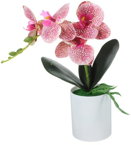 Cabilock Orquídea Artificial Maceta Decorativa Pequeña Color Violeta Simulada Plástico Resistente para Escritorio Hogar Oficina Decoración Sencilla y Portátil