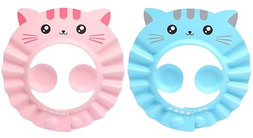 Baby Shower Cap Waterproof Bath Hat with Adjustable Fit and Ear Protection Toddler Shampoo Visor for Comfortable Hair Washing Cartoon Design 11.22 Inch