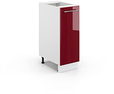 Vicco Midischrank Fame-Line, Bordeaux Hochglanz, 30 x 82 cm | ohne Arbeitsplatte, zur Aufbewahrung von Badutensilien und Reinigungsmitteln