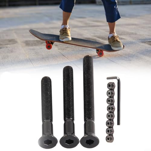 DAZZLEEX Vis en acier carbone pour skateboards, longboards, Land Surfboards Noir (45 mm) 29 mm, 38 mm, 45 mm de diamètre