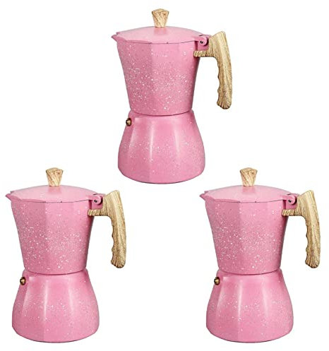 Marclix 3X Caffettiera Caffettiera Caffettiera Moka Caffettiera Espresso Caffettiera 300 Ml Rosa
