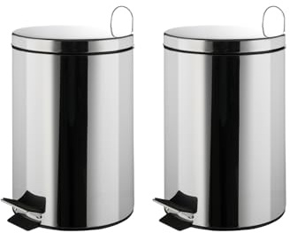 Home4You Treteimer Abfalleimer Kosmetikeimer - 2er Set - Edelstahl glänzend - 3 Liter Fassungsvermögen