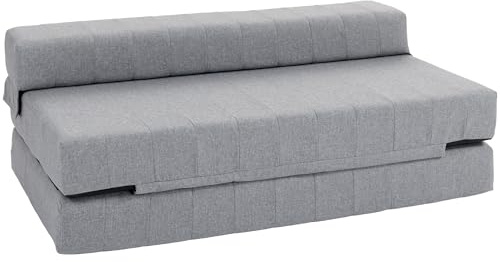 HOMCOM Bodensofa 2-in-1 Klappbar Schlafsofa mit Leinenoptik, für 2 Personen, Gepolstert Sofabett bis 250 kg belastbar für Wohnzimmer, Schlafzimmer, Grau