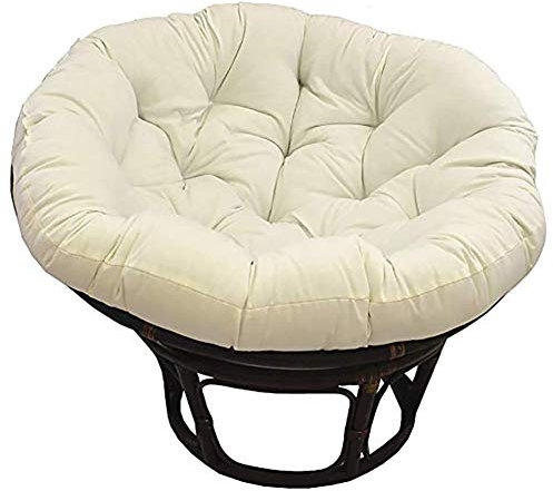 Weiden-Rattan-Sitzkissen für Hängekorb, Eiernest, Ersatzkissen, groß, rund, Papasansessel, dickes Schaukelstuhlkissen für draußen, Reis, Weiß, 80 x 80 cm, für den Außenbereich, Terrasse, Ofen