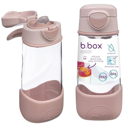 b.box Vattenflaska med pip | enkel drickflaska och vattentätt lock | modern och cool design, lämplig för barn, luta och smutta | 450 ml